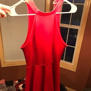 Red halter dress